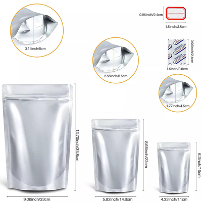 Benutzerdefinierte wiederverschließbare Stand Up Mylar-Beutel mit Reißverschluss und Sauerstoffabsorbern
