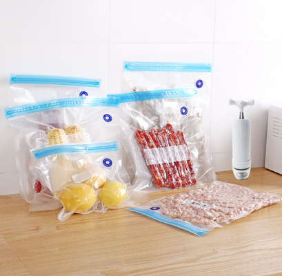 Nylon-Vakuum-Reißverschlussbeutel Lebensmittelverpackungen mit wiederverschließbarem doppellagigem Reißverschluss