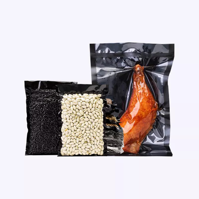 Kundenspezifisches dichtungs-Taschen-Tiefkühlkost-Kissen-vakuumverpackender Beutel Clear Black-Vakuum3 Seiten