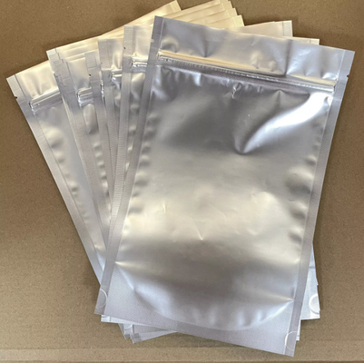 Silberfarbene, heißsiegelbare Mylar-Beutel zur Aufbewahrung von Lebensmitteln mit Aufklebern für Sauerstoffabsorber